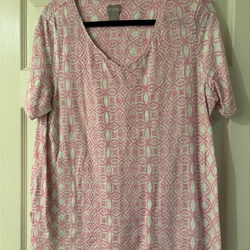 Chico's Pink Relaxed Short Sleeve Tee Size 2